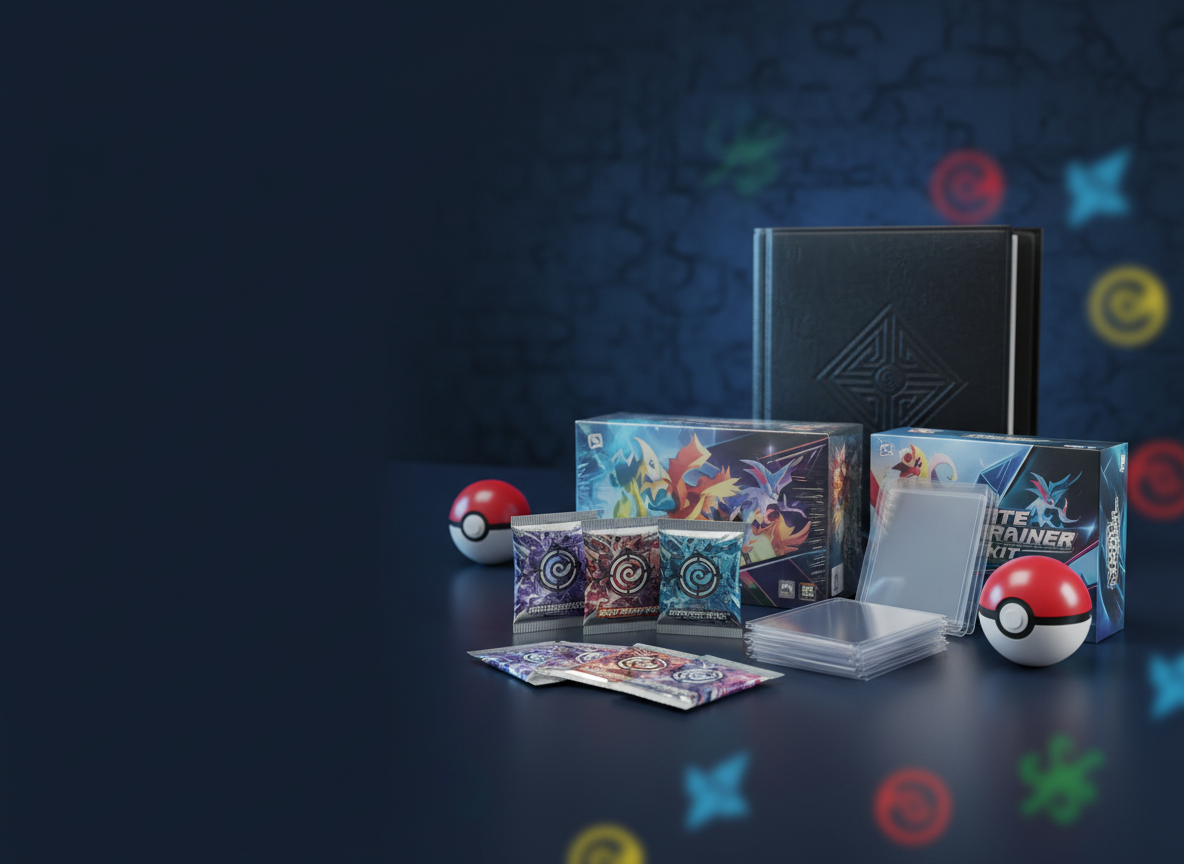Förseglade boosterpaket och en booster box med samlarkort